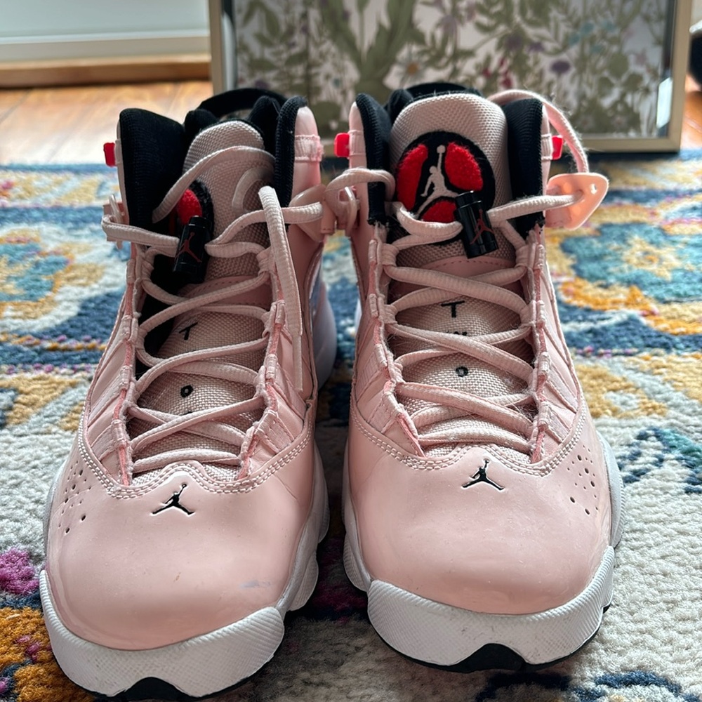 Air Jordan pink and black 90’s women 7.5